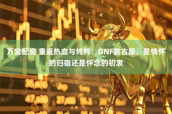 万宝配资 重返热血与纯粹：DNF复古服，是情怀的归宿还是怀念的初衷